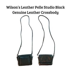 Wilson’s Leather Pelle Studio Black Genuine Leather Wallet Crossbody